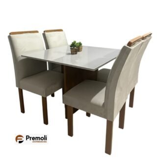 Mesa Premoli Salinas 90 X 90 C/04 Cad Londres Com Vidro Imagens Ilustrativas