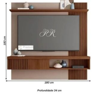 Painel Jade 1.8 Tv 65 1 Porta Ripado Cor Fendi/Havana Caemmun