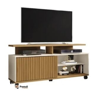 Rack  Topázio Largura: 136 Cor Cinamomo/Off White/Ripado 52 polegadas Bechara